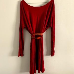 Deep Crimson Knee Length Dress